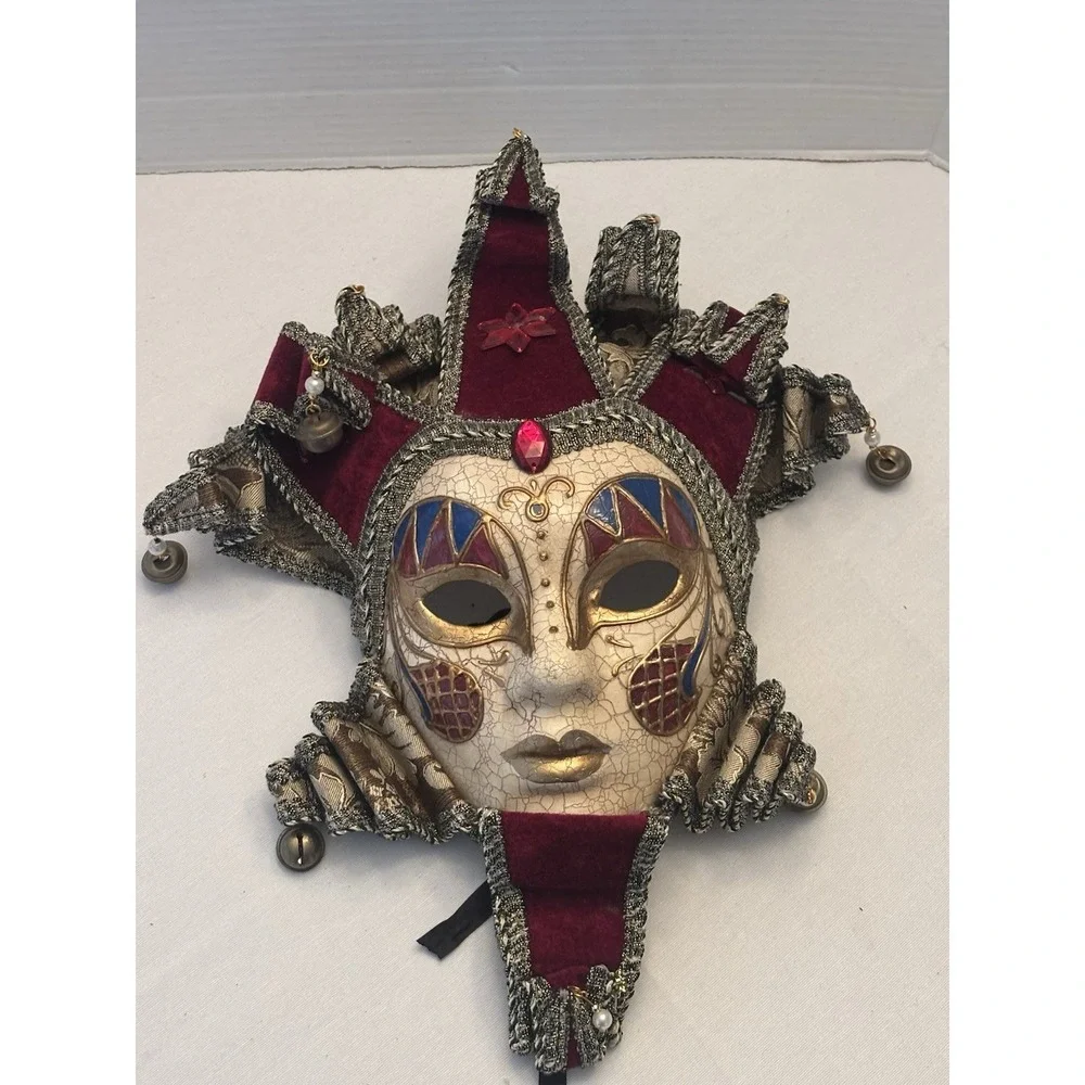 Venetian Jester Carnival Mardi Gras Face Mask Wall Mask Hand made Crackle
